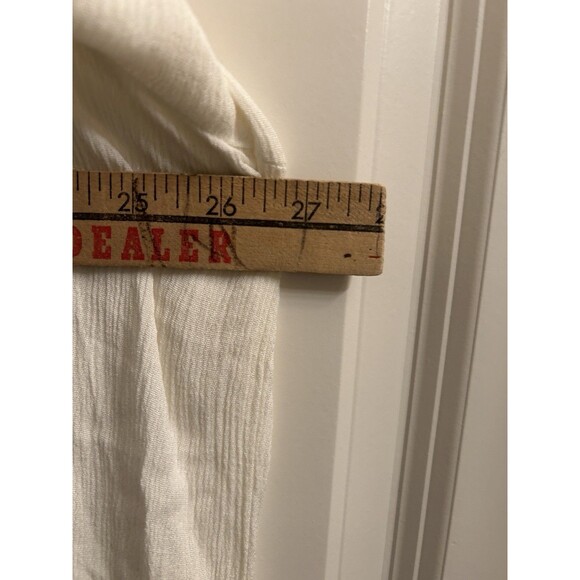 Cato Women's Embroidered Gauze Lace Up Top Plus Size 26/28W Peasant Boho Cream - Picture 5 of 7